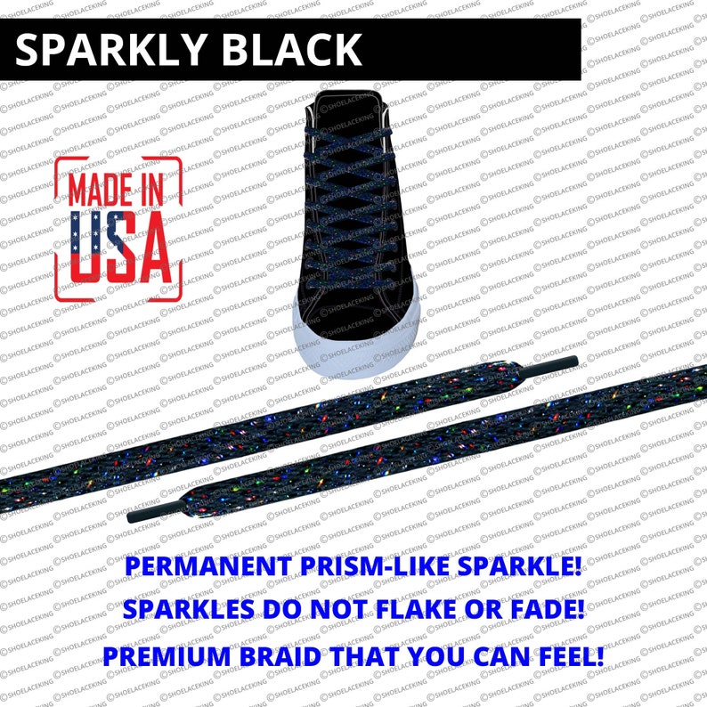 black glitter shoelaces