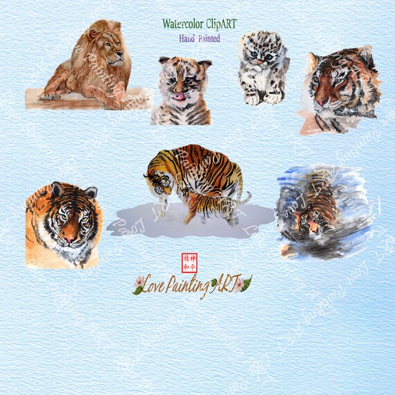 Tiger Aquarell Tiger Druck Tiger Lowe Tiger Clipart Tiger Etsy