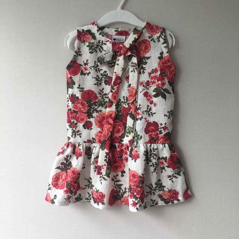 1 Birthday Outfit Girl Rose First birthday outfit First birthday dress Linen dress girl 1st birthday outfit 1st birthday dress Floral Flax