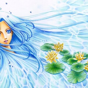 Original manga anime character Copic markers and gouach painting. Original character drawing manga felt copic and painting gouache