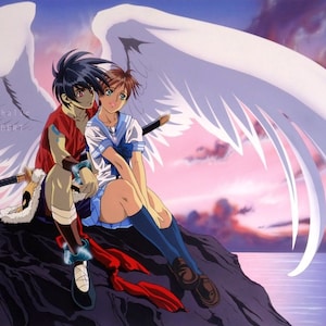 Van and Hitomi fanart from movie airbrushed acrylic polyurethane Escaflowne anime we plastic komacel support. Acrylic airbrush paint