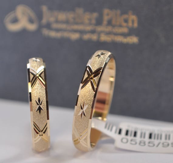 1 Pair Wedding Rings Engagement Rings Gold 333 Pattern Etsy