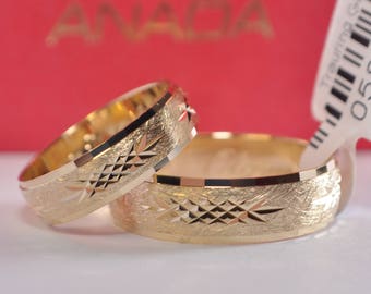 1 pair of wedding rings wedding rings gold 333 - with pattern - ice frosted