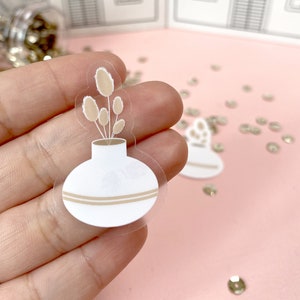 Autocollant vase fleurs séchées blanc
