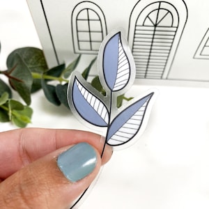 Sticker Feuilles Bleu Transparent