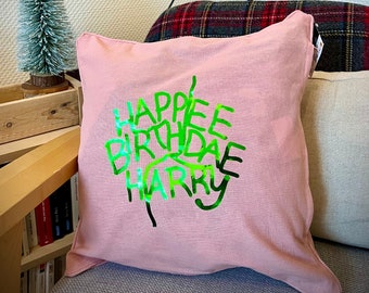 Happee Birthdae Harry cake cushion cover