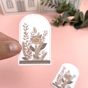 Sticker Blanc Cloche de fleurs sechées