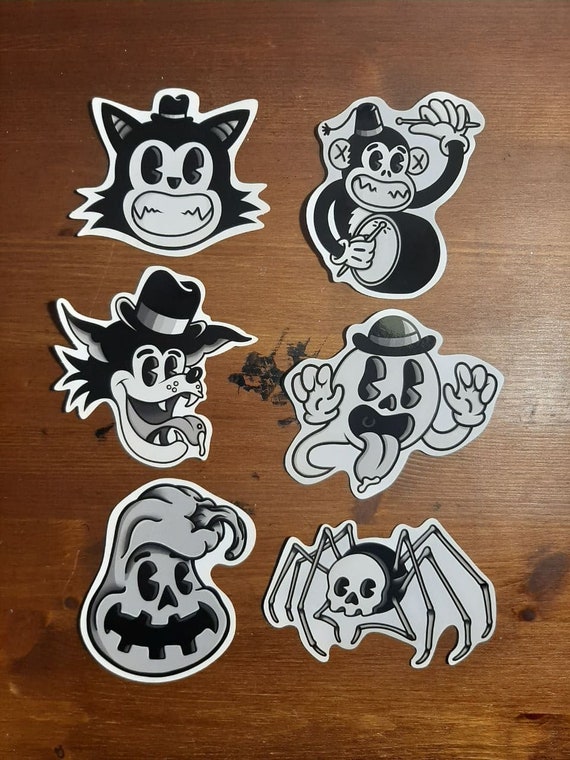 Vintage Style Animal Sticker Bundle of 6 Black & Grey on | Etsy
