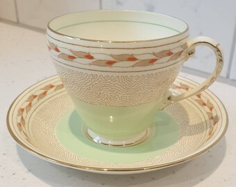 Grafton Bone China Hand Painted Cup and Saucer -  Norfolk Pattern