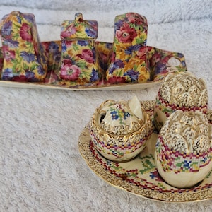 Juego de vinagreras de 4 piezas de porcelana china Chintz Royal Winton vintage: elija en el menú desplegable.