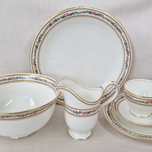 Vintage, Almost Antique George Jones Crescent China Hand Painted Tea Items - Small Flowers and Heavy Gilt Border