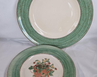 Plato llano y plato de ensalada Wedgwood Queensware - El jardín de Sarah