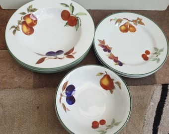 Royal Worcester Bone China Plates and Bowls  - Evesham Vale Pattern