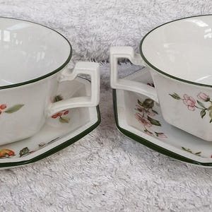 Vintage Johnson Brothers Octagonal, Twin Handled Soup Bowls on Stands -  Fresh Fruits