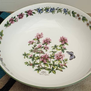 Vintage Royal Worcester Bone China Large,  12 inch Salad Bowl -  Herbs.