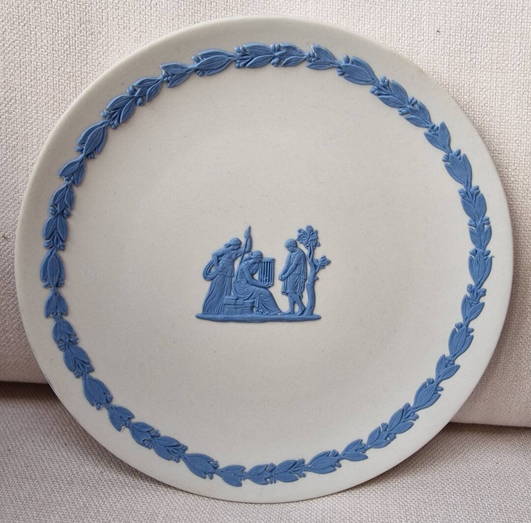 Wedgwood Jasperware Plates Blue Decoration on White Etsy