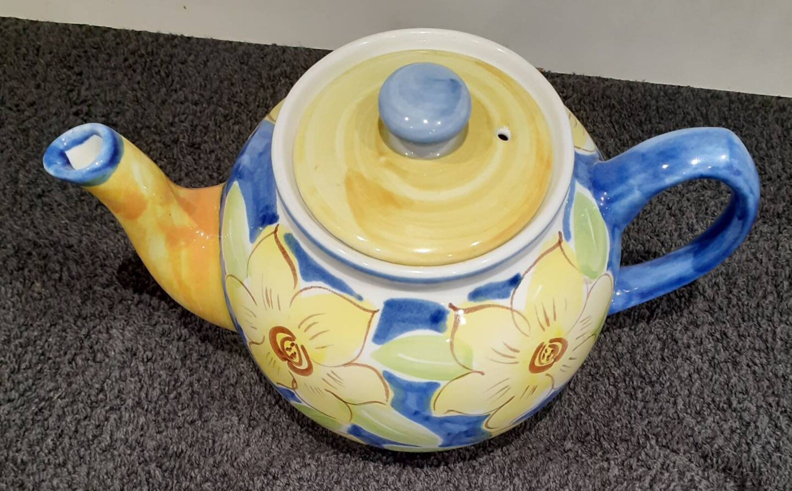 Vintage Sadler Pottery Large Teapot Hand Painted Yellow Etsy