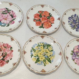 Limited Edition Royal Albert Collectors Plates by Sara Anne Schofield - The Queen Mothers Favourite  Flowers - 6 Different Available