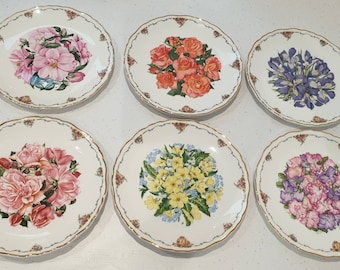 Limited Edition Royal Albert Collectors Plates by Sara Anne Schofield - The Queen Mothers Favourite  Flowers - 6 Different Available