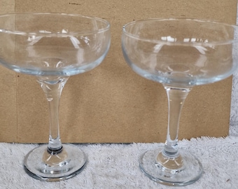 Pair of Vintage,  Crystal Champagne Saucer Glasses.