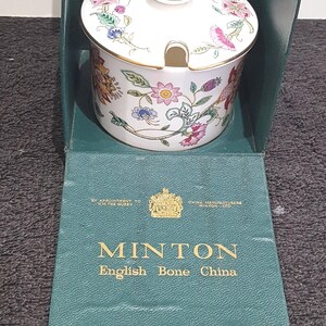 SALE  -  Minton Bone China Lidded Jam Pot  -  Haddon Hall   -  Boxed