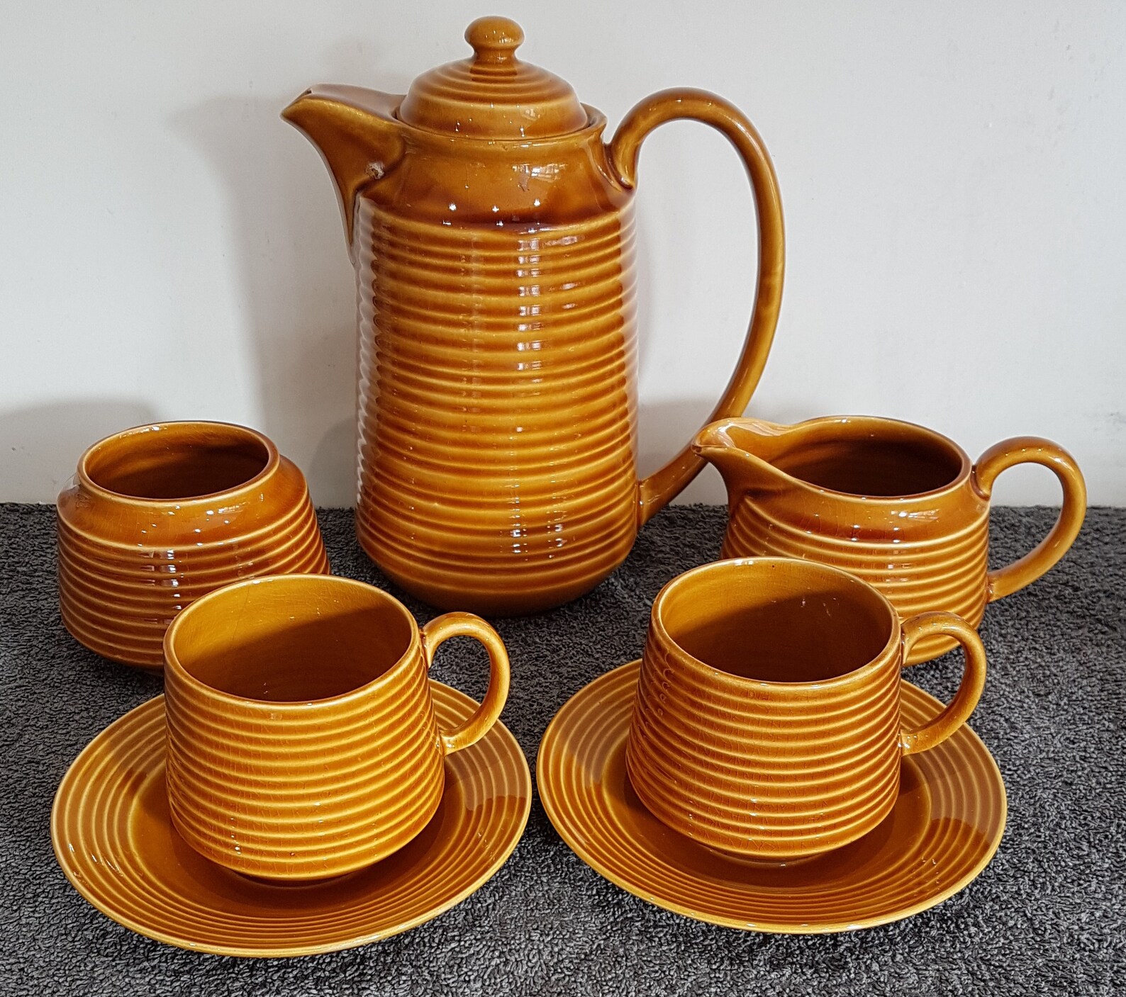 Retro Sadler Pottery Coffee for Two Coffee Set Ribbed Etsy Australia
