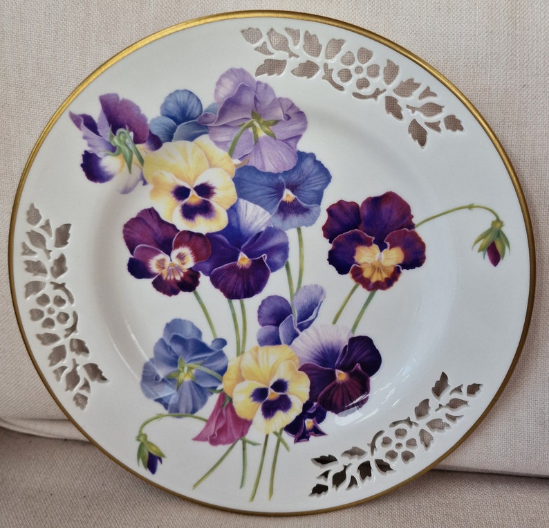 Vintage Ltd Ed Spode Bone China Display Plates from the Botanical Plate Collection 6 Different Available Pansy