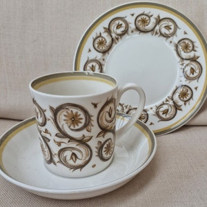 Vintage Wedgwood Susie Cooper Bone China Flat Sided Tea Trio -  Venetia