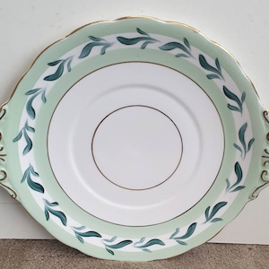 Royal Standard Bone China Cake Plate - Groen blad ontwerp