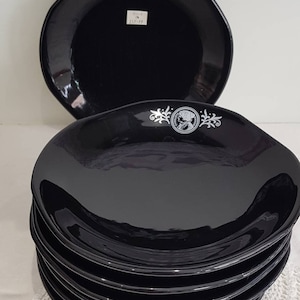 Henry Watson Earthenware Soup Bowl Or Plate in Charlotte Watson in Black design.