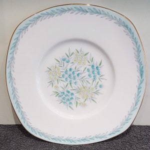 Tuscan Bone China Deco Cake Plate  -  Small Blue and Yellow Flowers