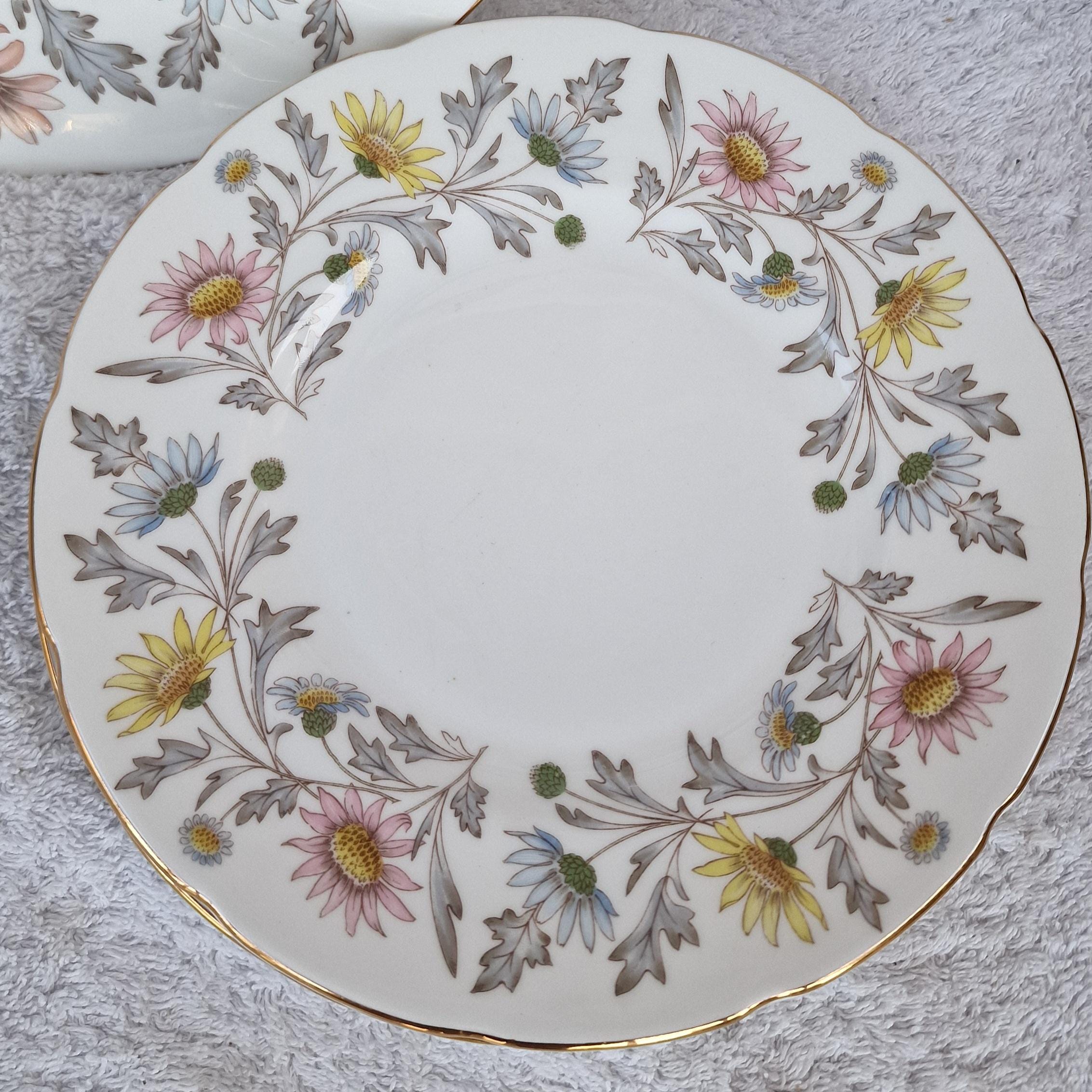 E, Brain, Foley Bone China Dinner and Salad Plates - Part Hand Painted ...