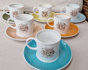 Susie Cooper スープチューリン Vintage Susie Cooper Bone China. Harlequin Set of 6 X Coffee Can