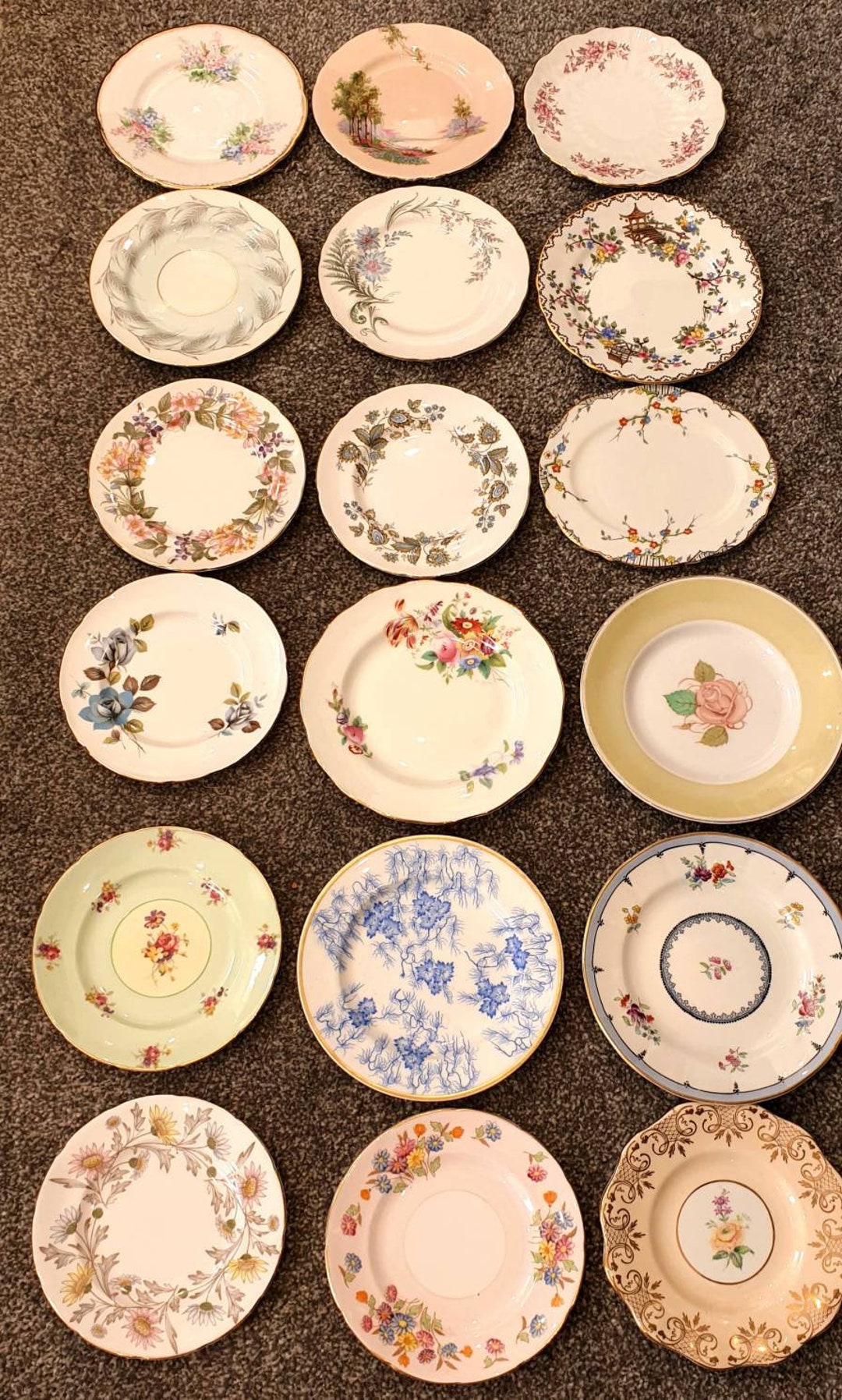 Selection of 6 X English Bone China Tea Plates or Saucers Etsy