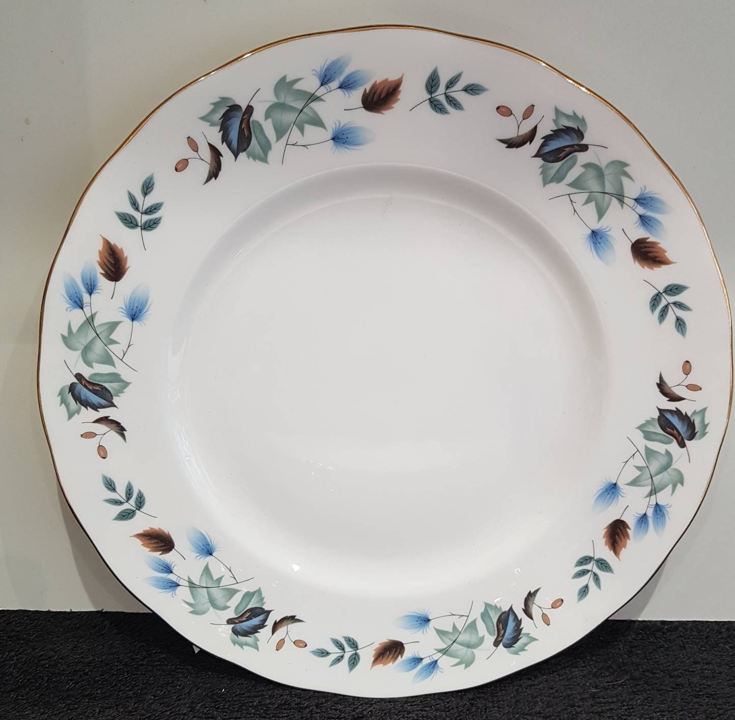 Colclough Bone China Dinner Plates Linden blue leaves Etsy