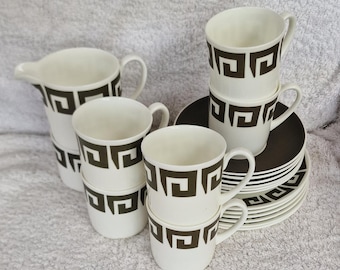 Artículos de té vintage de porcelana Wedgwood Susie Cooper - Piedra angular verde