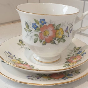 Gainsborough Bone China Trio  - Pastel Colours Flowers