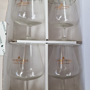 Boxed Set  of 4 Vintage Le Cognac de Napoleon Brandy Glasses From Courvoisier.  New old stock.