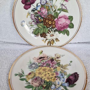 Selección de platos de exhibición de porcelana fina de estilo eduardiano: ramo de flores. - Elija del menú desplegable.