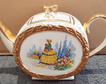 Sadler Barrel Shaped Teapot  -  Crinoline Lady