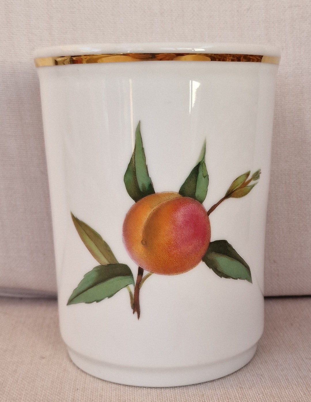 Vintage Royal Worcester Bone China Utensil Jar Evesham Gold Etsy