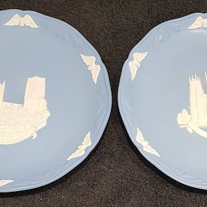 Vintage Wedgwood Jasperware 7 1/4 inch Christmas Plates - 1987 and 1990