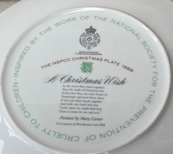 ロイヤルウースター磁器NSPCCクリスマスコレクターズプレート - 2種類