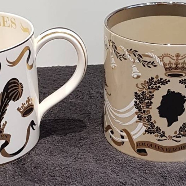 Wedgwood Bone China Large Tankards  Designed by Richard Guyatt   -  Prince Charles and QEll 25th Anniversary.