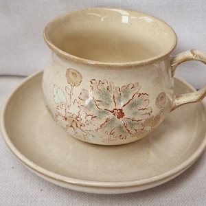Vintage Denby Fine Stoneware Cup and Saucer  - Coloroll Collection, Sandalwood Pattern