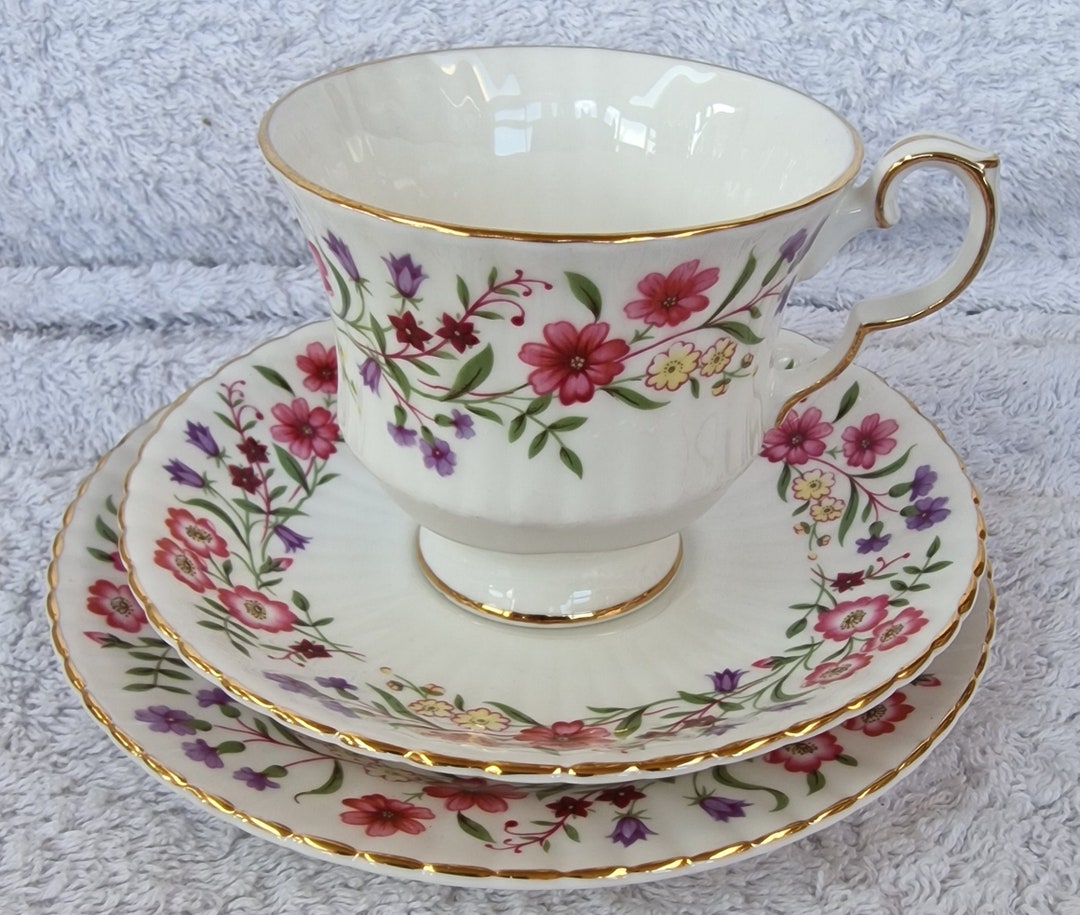 Windsor Bone China Trio Spring Meadow - Etsy Singapore