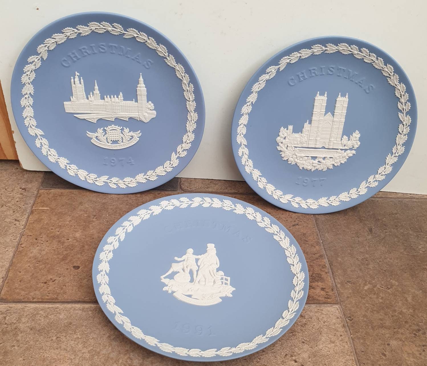 Vintage Wedgwood Jasperware Christmas Plates - 1974, 1977 and 1991