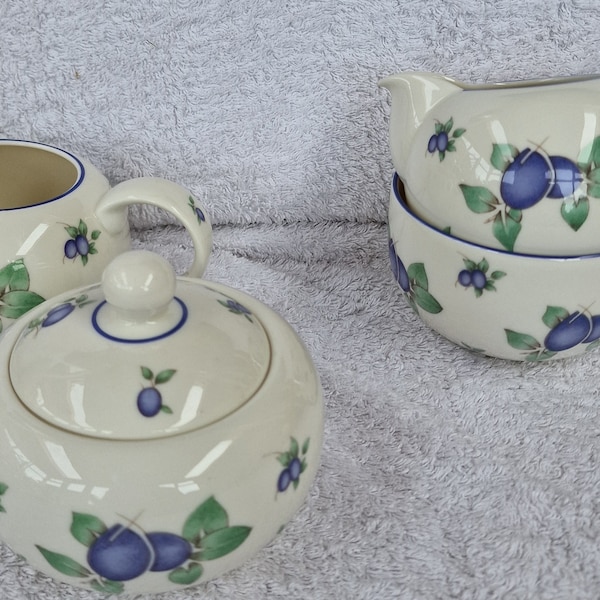 Royal Doulton Fine China Milk and Sugar Seta - Blueberry pattern. Choose from drop down menu