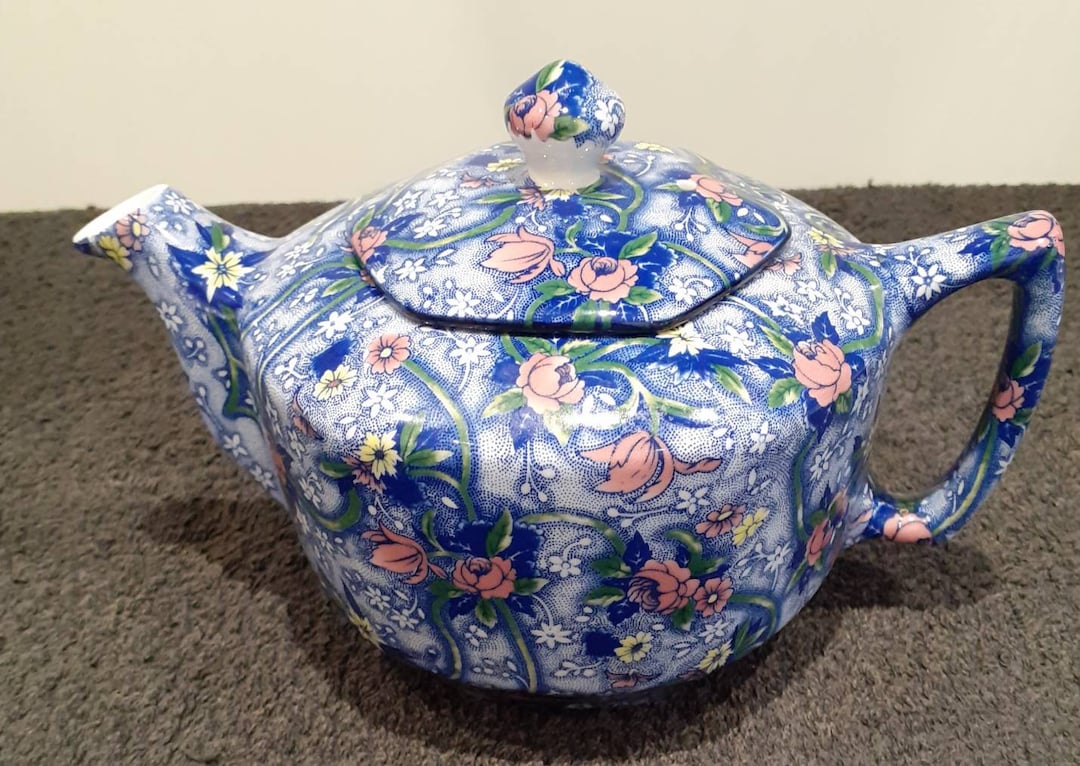 Medium Ringtons Blue Chintz Teapot Etsy