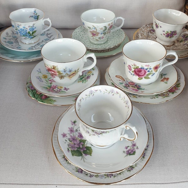 Selection of Vintage English bone china Mismatch trios  -  Set B  -  Please choose from drop down menu